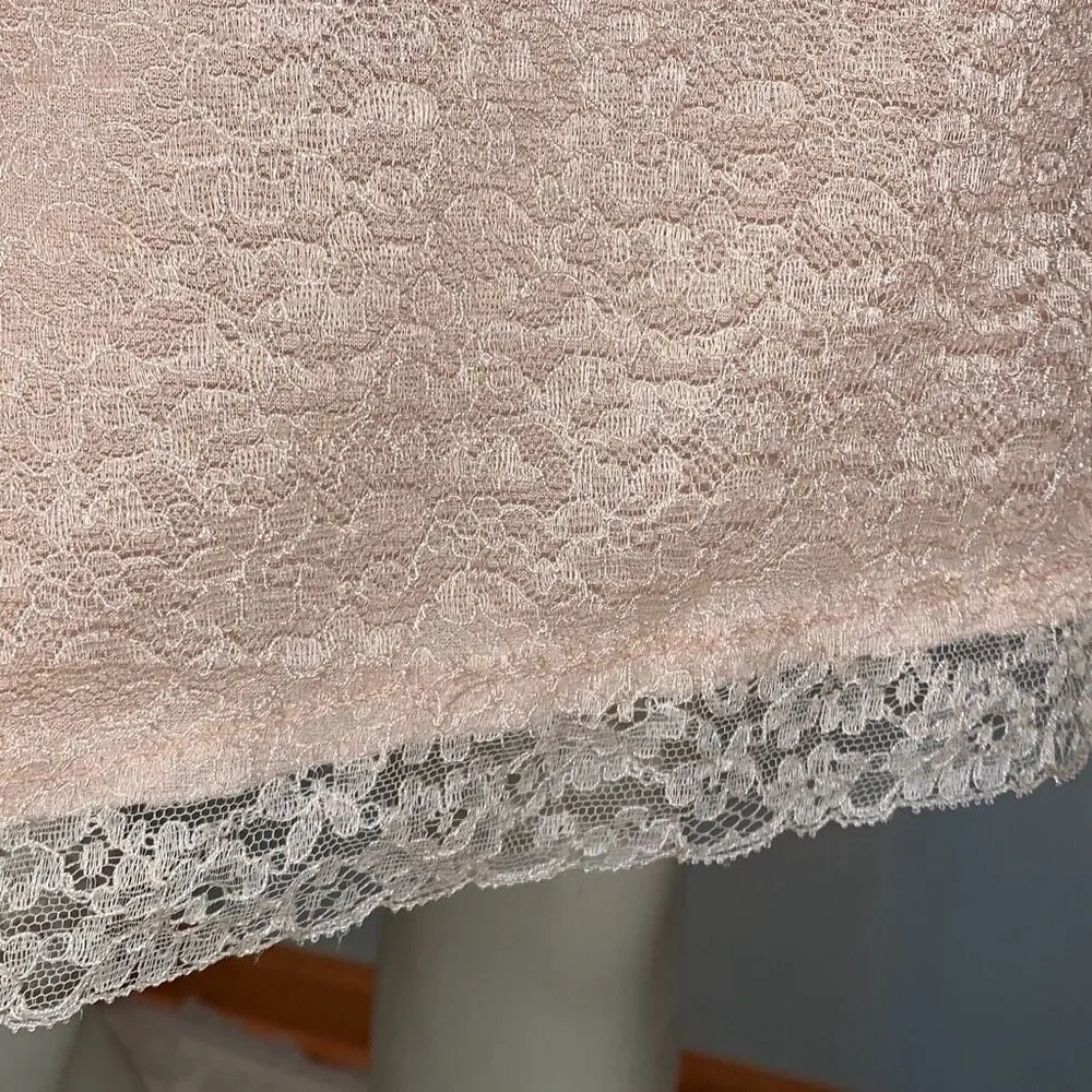 Vintage 1950s Charmode Nude Pink Lace Half‎ Slip Pillow Tab Nylon Medium - Picture 5 of 14
